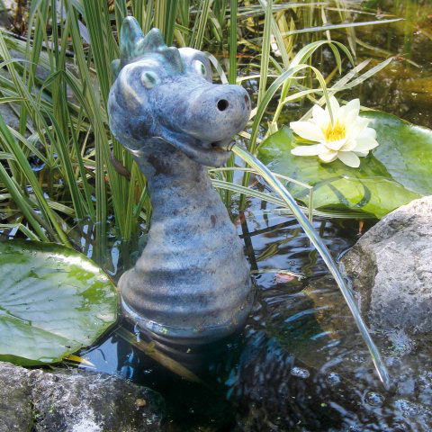 Wasserspeier Drache „Nessie”, Gartendeko Teichfigur