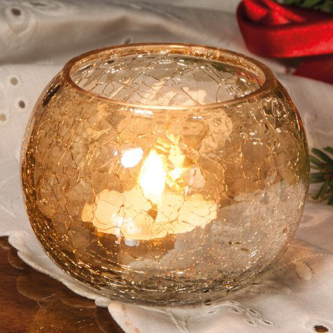 Weihnachtsdeko Glas-Teelichthalter „Craquelée”
