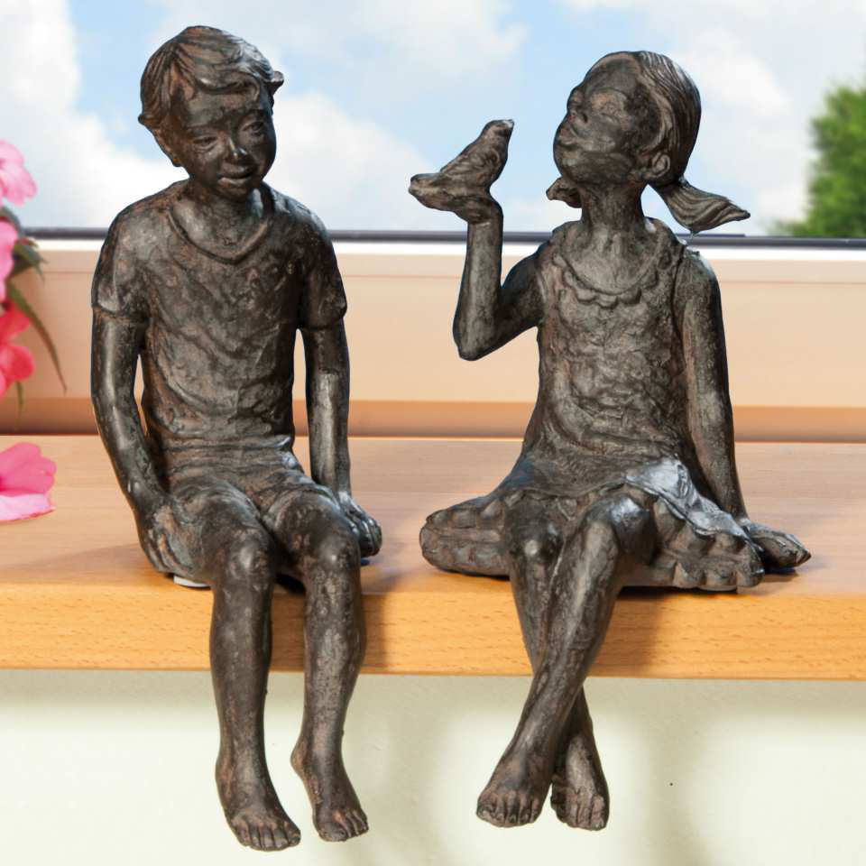 Dekofiguren 2er-Set „Kinder”, Kantenhocker Skulptur